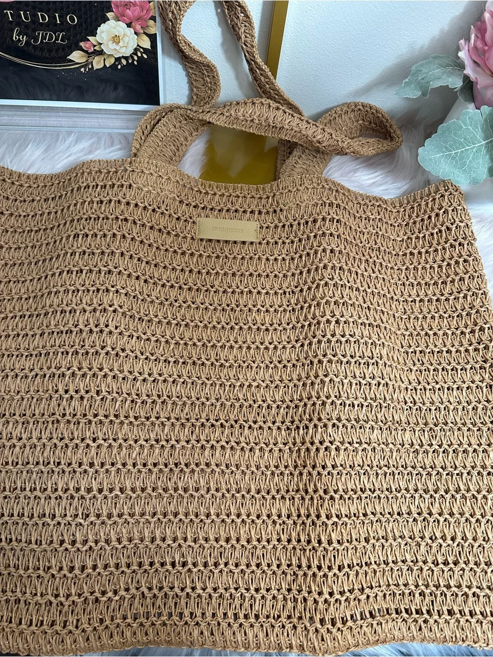 GWP BB Woven Crochet Tote Bag in Tan